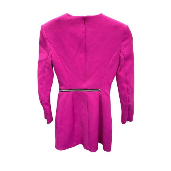 Alexander Wang Fuchsia Long Sleeve Mini Dress Asymmetric Zip Cotton Blend sz 2 - Picture 10 of 15